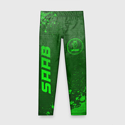 Леггинсы для девочки Saab - green gradient вертикально, цвет: 3D-принт