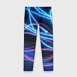 Леггинсы для девочки Неоновая абстракция на темном, цвет: 3D-принт