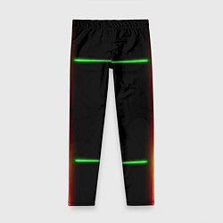Леггинсы для девочки Color black green orange lines, цвет: 3D-принт