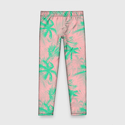 Леггинсы для девочки Palm turquoise pink, цвет: 3D-принт