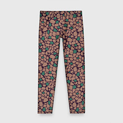 Леггинсы для девочки Мелкий мозаичный коричневый зеленый узор хакки, цвет: 3D-принт