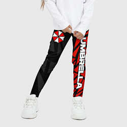 Леггинсы для девочки Umbrella corp - красные фрагменты, цвет: 3D-принт — фото 2