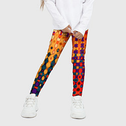 Леггинсы для девочки Красно-жёлтый абстракция, цвет: 3D-принт — фото 2