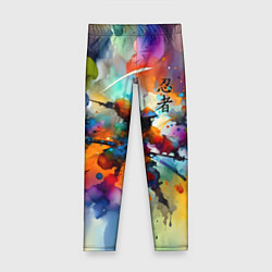 Леггинсы для девочки Ninja - watercolor impressionism, цвет: 3D-принт