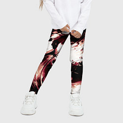 Леггинсы для девочки Чёрно-красный абстракция волна, цвет: 3D-принт — фото 2