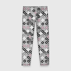 Леггинсы для девочки Цветочный серо-розовый узор ретро, цвет: 3D-принт