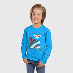 Лонгслив детский Акула хоккейный фанат, цвет: 3D-принт — фото 2