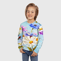 Лонгслив детский Flowers, цвет: 3D-принт — фото 2