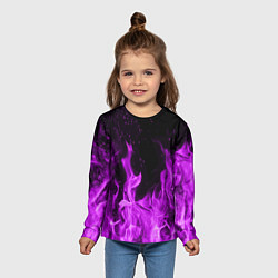 Лонгслив детский Фиолетовый огонь, цвет: 3D-принт — фото 2
