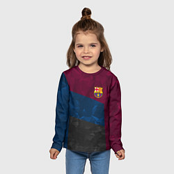 Лонгслив детский FC Barcelona: Dark polygons, цвет: 3D-принт — фото 2