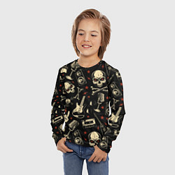 Лонгслив детский Гранж с черепами, цвет: 3D-принт — фото 2