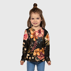 Лонгслив детский Цветы, цвет: 3D-принт — фото 2