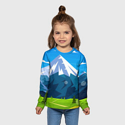 Лонгслив детский Горы пейзаж природа вектор, цвет: 3D-принт — фото 2
