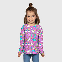Лонгслив детский Pink unicorn, цвет: 3D-принт — фото 2