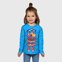 Лонгслив детский Бутерброд монстрик граффити, цвет: 3D-принт — фото 2