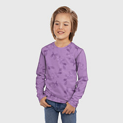 Лонгслив детский Листья на фиолетовом фоне, цвет: 3D-принт — фото 2