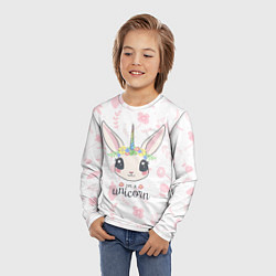 Лонгслив детский Кролик-единорог, цвет: 3D-принт — фото 2