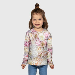 Лонгслив детский Розовые розы, цвет: 3D-принт — фото 2