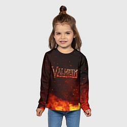 Лонгслив детский Valheim огненный лого, цвет: 3D-принт — фото 2