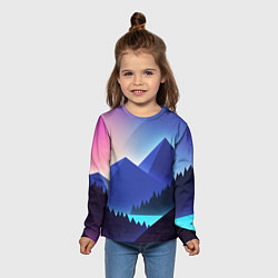 Лонгслив детский Неоновые горы, цвет: 3D-принт — фото 2