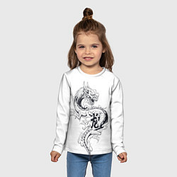 Лонгслив детский Китайский дракон на белом фоне, цвет: 3D-принт — фото 2