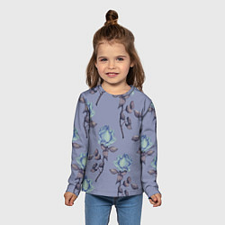 Лонгслив детский Голубые розы, цвет: 3D-принт — фото 2