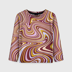 Лонгслив детский Красно-золотые разводы красок паттерн, цвет: 3D-принт