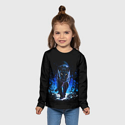 Лонгслив детский Черная пантера пятна краски, цвет: 3D-принт — фото 2
