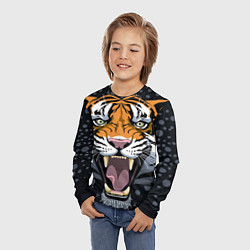 Лонгслив детский Амурский тигр в ночи, цвет: 3D-принт — фото 2