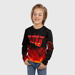 Лонгслив детский Кулак One Punch-Man в огне, цвет: 3D-принт — фото 2