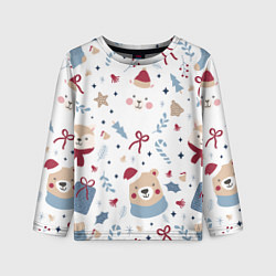 Лонгслив детский Забавный Новый Год, цвет: 3D-принт
