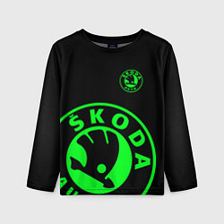 Лонгслив детский SKODA GREEN LOGO BLACK STYLE, цвет: 3D-принт
