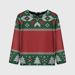 Лонгслив детский Knitted Christmas Pattern, цвет: 3D-принт