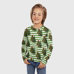 Лонгслив детский Елочки - новогоднее настроение, цвет: 3D-принт — фото 2