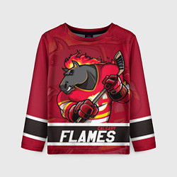 Лонгслив детский Калгари Флэймз, Calgary Flames, цвет: 3D-принт
