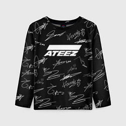 Лонгслив детский ATEEZ БЕЛЫЕ АВТОГРАФЫ УЗОР, цвет: 3D-принт