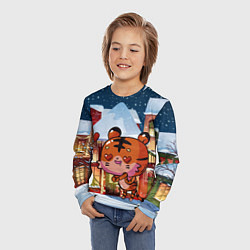 Лонгслив детский Влюбленный новогодний тигренок, цвет: 3D-принт — фото 2