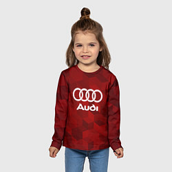 Лонгслив детский Ауди, Audi Красный фон, цвет: 3D-принт — фото 2