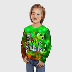 Лонгслив детский Plants vs Zombies горохострел и зомби, цвет: 3D-принт — фото 2