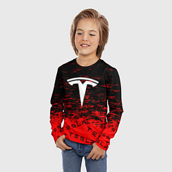 Лонгслив детский Tesla sport red, цвет: 3D-принт — фото 2