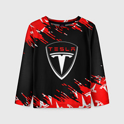 Лонгслив детский Tesla - Logo Sport Auto, цвет: 3D-принт