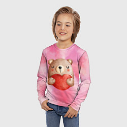Лонгслив детский Медвежонок с сердечком День влюбленных, цвет: 3D-принт — фото 2