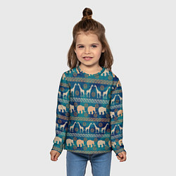 Лонгслив детский Жирафы и слоны, цвет: 3D-принт — фото 2
