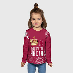 Лонгслив детский Её величество Прекрасная Настя!, цвет: 3D-принт — фото 2