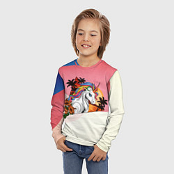 Лонгслив детский Летний единорог, цвет: 3D-принт — фото 2