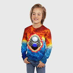 Лонгслив детский Космонавт в огне над планетой, цвет: 3D-принт — фото 2