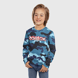 Лонгслив детский Roblox Камуфляж Тёмный Синий, цвет: 3D-принт — фото 2