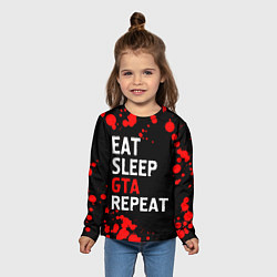 Лонгслив детский Eat Sleep GTA Repeat - Брызги, цвет: 3D-принт — фото 2