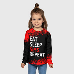 Лонгслив детский Eat Sleep Sims Repeat Краска, цвет: 3D-принт — фото 2