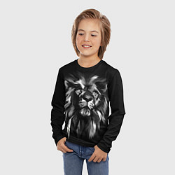 Лонгслив детский Голова льва в черно-белом изображении, цвет: 3D-принт — фото 2